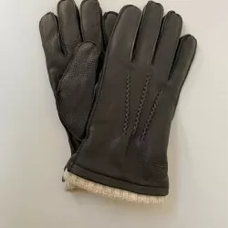 Gloves Black Deer Leather with knitted cuff